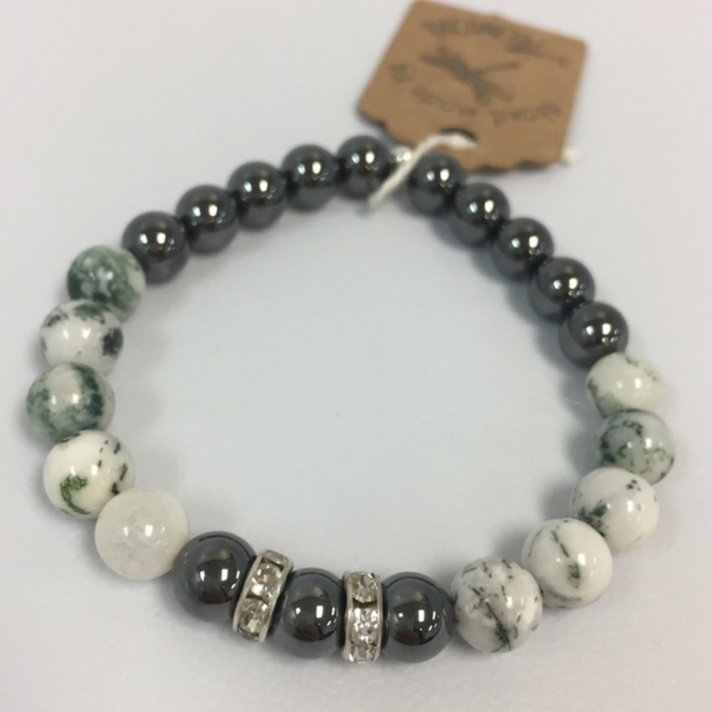 Handmade stone beads stretch bracelet